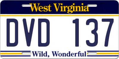 WV license plate DVD137