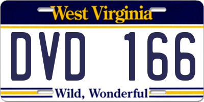 WV license plate DVD166