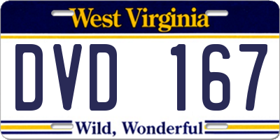 WV license plate DVD167