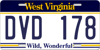 WV license plate DVD178