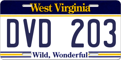 WV license plate DVD203