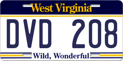 WV license plate DVD208