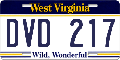 WV license plate DVD217