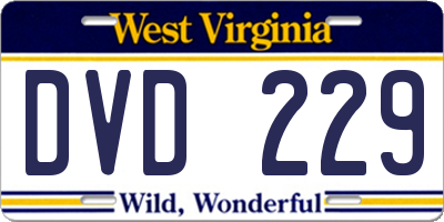 WV license plate DVD229