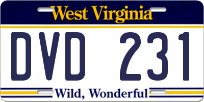 WV license plate DVD231