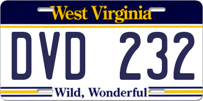WV license plate DVD232