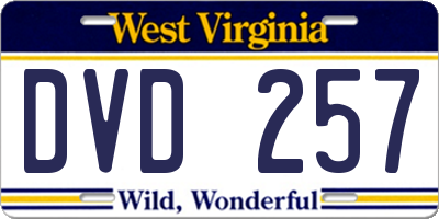 WV license plate DVD257
