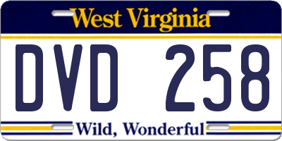 WV license plate DVD258