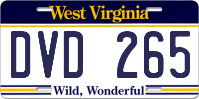 WV license plate DVD265