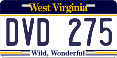 WV license plate DVD275
