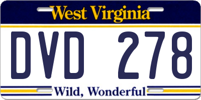 WV license plate DVD278