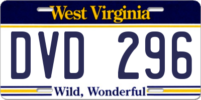WV license plate DVD296