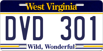 WV license plate DVD301
