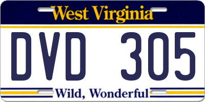 WV license plate DVD305