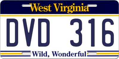 WV license plate DVD316