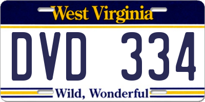 WV license plate DVD334