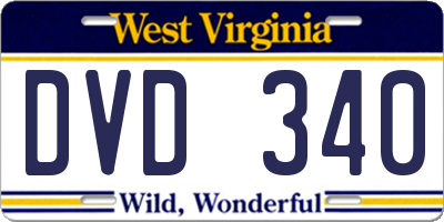 WV license plate DVD340