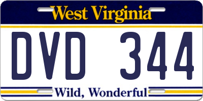 WV license plate DVD344