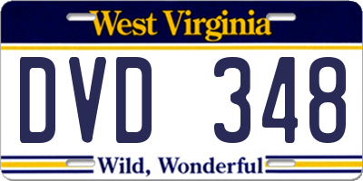 WV license plate DVD348