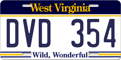 WV license plate DVD354