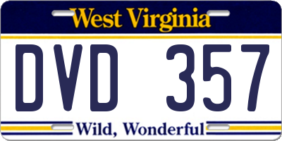 WV license plate DVD357