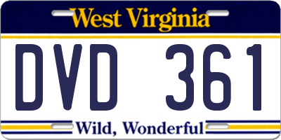 WV license plate DVD361