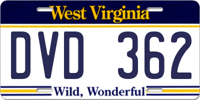 WV license plate DVD362
