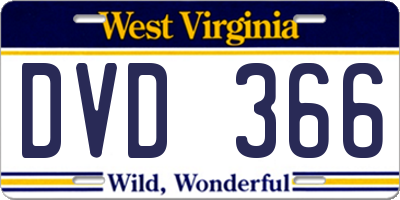 WV license plate DVD366