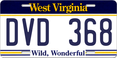 WV license plate DVD368