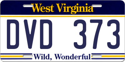 WV license plate DVD373