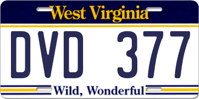 WV license plate DVD377