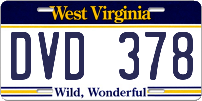 WV license plate DVD378
