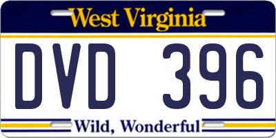 WV license plate DVD396