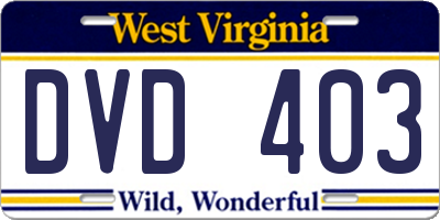 WV license plate DVD403