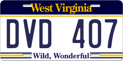 WV license plate DVD407