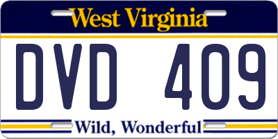 WV license plate DVD409
