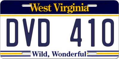 WV license plate DVD410
