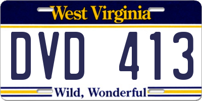 WV license plate DVD413