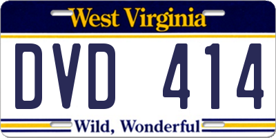 WV license plate DVD414
