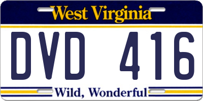 WV license plate DVD416