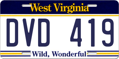 WV license plate DVD419
