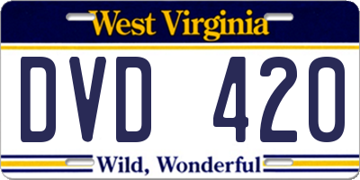WV license plate DVD420