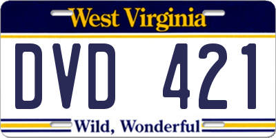 WV license plate DVD421