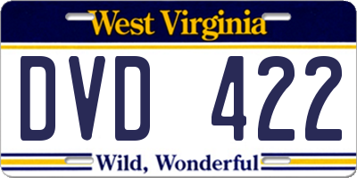 WV license plate DVD422