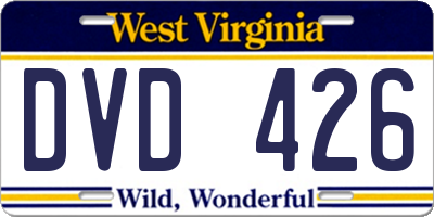 WV license plate DVD426