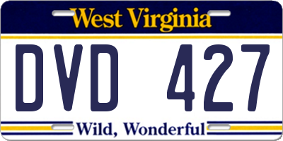 WV license plate DVD427