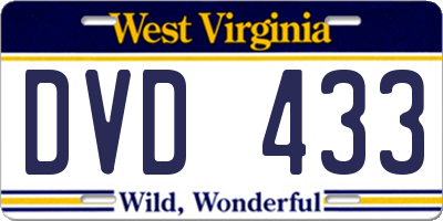 WV license plate DVD433
