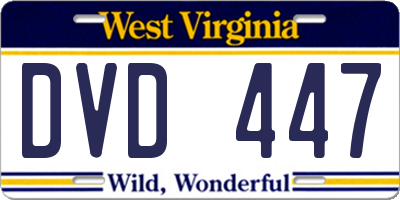 WV license plate DVD447