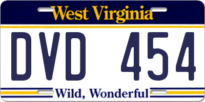 WV license plate DVD454