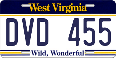 WV license plate DVD455